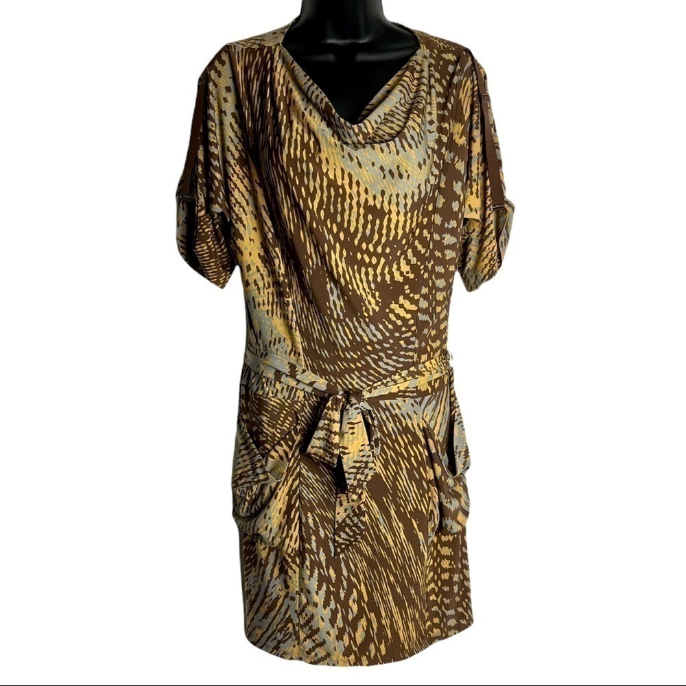 Y2K BCBGMaxAzria Abstract Belted Mini Dress Size XS